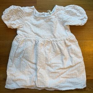 White Textured Puff Sleeve Dress (2T)